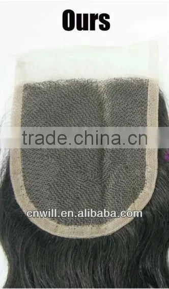 Natural black 4"*4" swiss lace virgin brazilian hair lace closure Brazilian Hair Extension