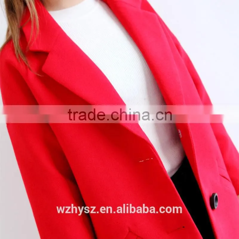 2015 Autumn Winter woolen garment customized woman's wear fashion maxi long coats wholesale parkas outwear ankle pocket