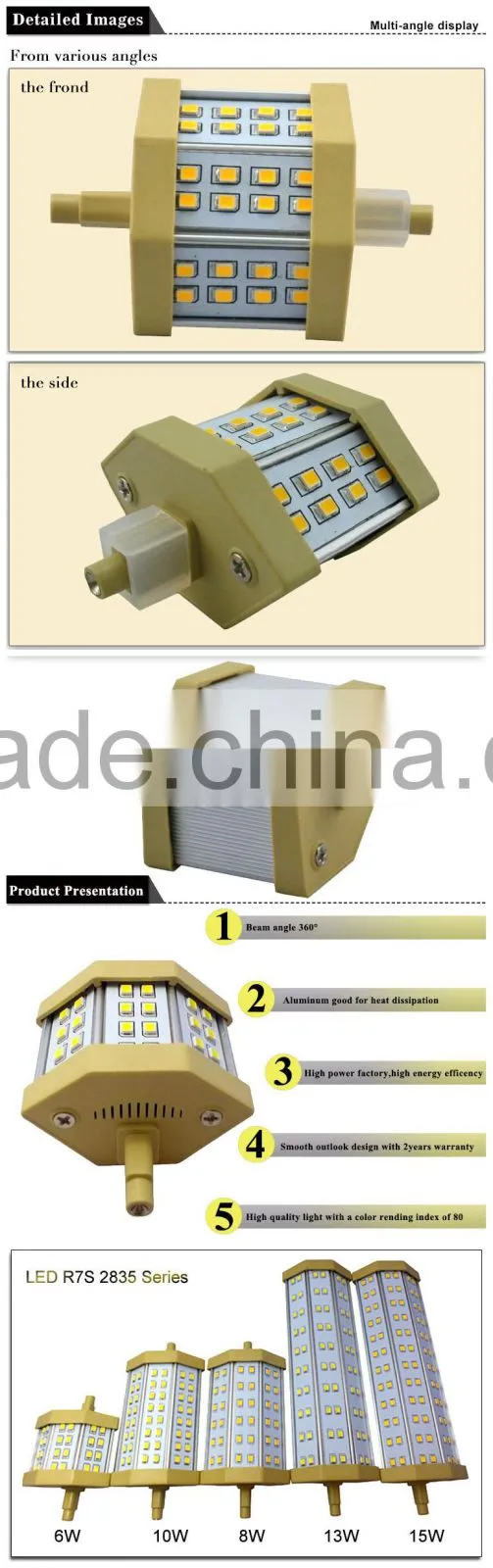 China LED bulb R7S LED ceramic flood light 189mm 2835 SMD 15W linear dimmable replace J189 halogen Lamp
