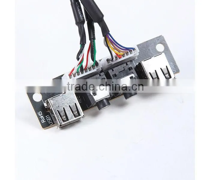 USB2.0*2 Panel mounted cable adding two audio AV PCB7420 port for PC