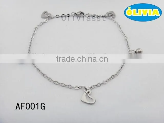 Olivia Jewelry Stainless Steel Gold Plated Anklet With Fashion Heart Pendant For Women