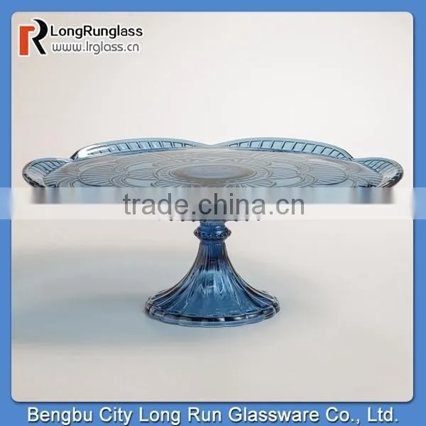 LongRun Top Selling GreenGlass Marcella Cake Stands Special Design Glassware with OEM Design