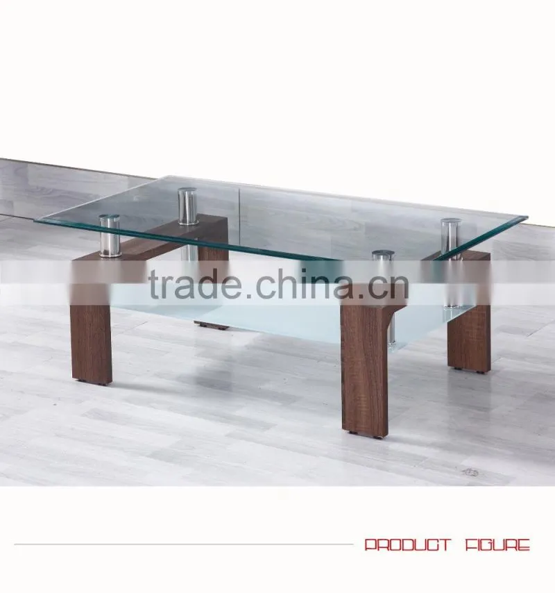Glass top coffee table with MDF legs for home use