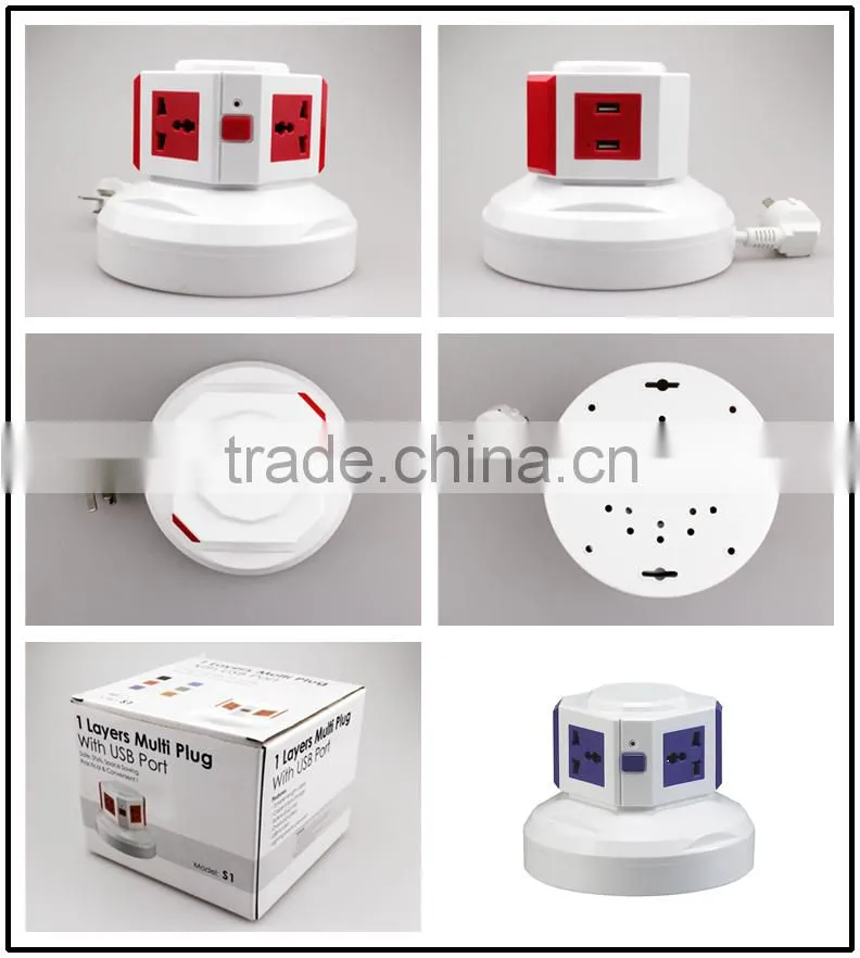 ME-S1 One Layer Vertical Rotary floor socket of universal socket outlet with switched socket and 1 meter power line