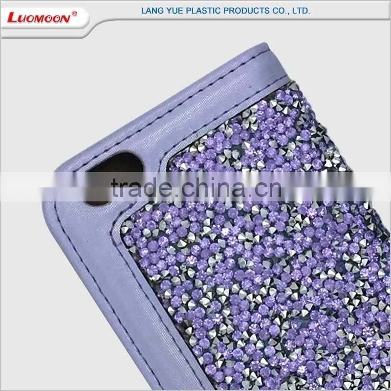 2016 most popular diamond pu leather cover case with card slot for huawei y6 p8 lite p9