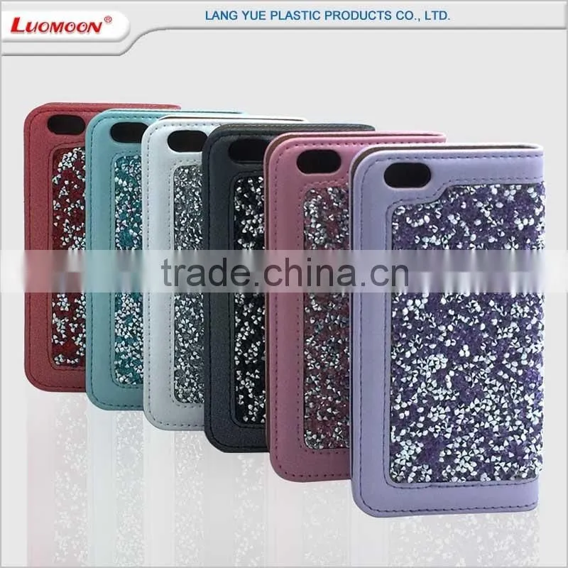2016 most popular diamond pu leather cover case with card slot for huawei y6 p8 lite p9