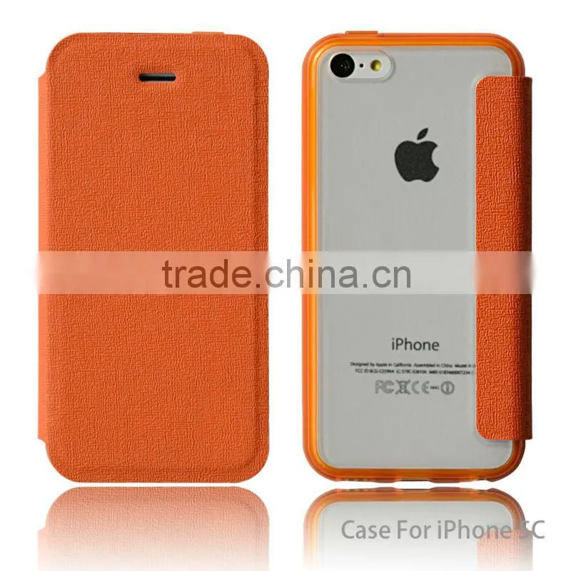 2014 Customized flip leather phone case cover for iphone 5c