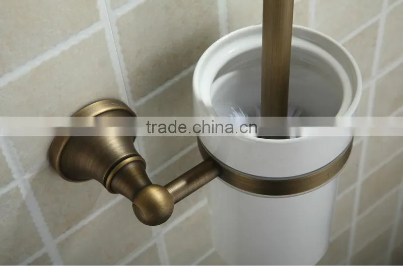 2014 London Fashion Pure Ceramic Antique Brass Toilet Brush Holder Accessories for Bathroom