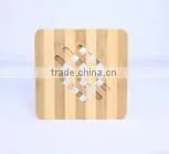 2 Tone Square Bamboo Wood Heated Drink Carved Coaster
