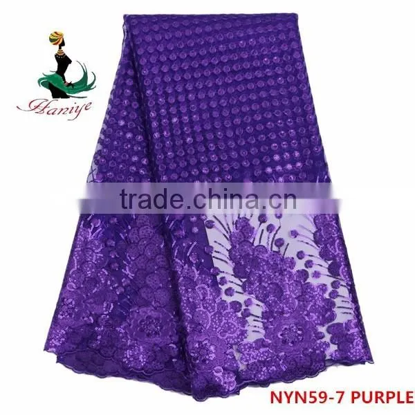 Haniye 2016 african embroidery tulle lace fabric high quality 5 yards for net dress/NYN59