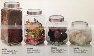 hot glass storage jar with metal lid