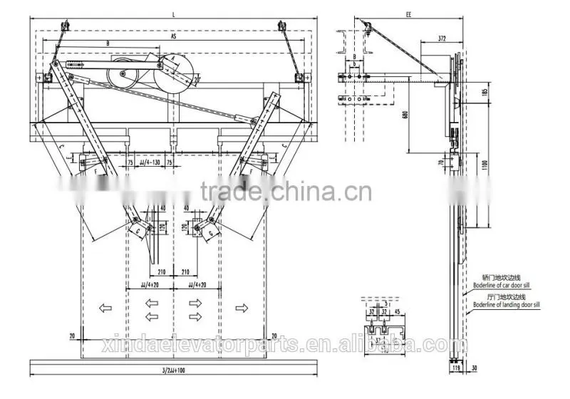 HA1403A Two-speed Center Opening Door Machine / Door Operator for Goods Elevator Cabin