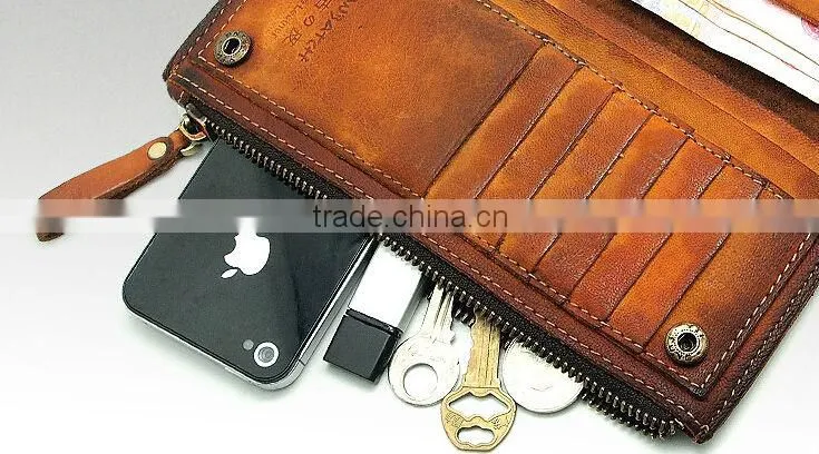 vintage men's long leather wallets men's brown leather wallets