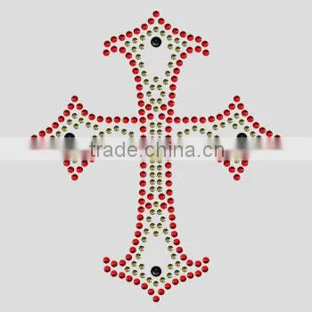 T14050020 Light Siam Cross Rhinestone Motif for T-shirt