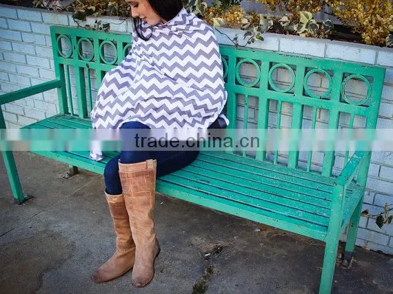 cotton spandex knit white ground with light purple zig zag stripe Premium Quality Infinity Nursing Scarf