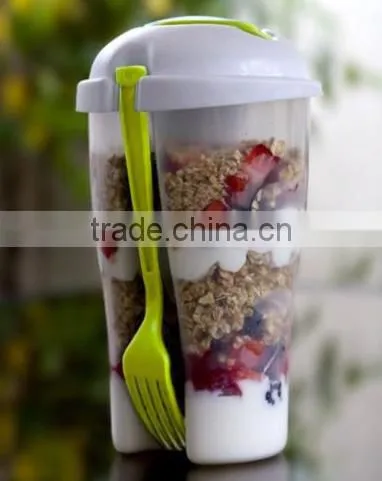 salad cup with fork 3 Piece Salad Container Set