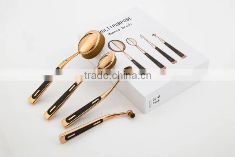 Super quality Pro4 Makeup Brushes Toothbrush Oval makeup Brush Foundation Powder Kit Golf Shape Pipe Makeup Brushes Set 4pcs/set