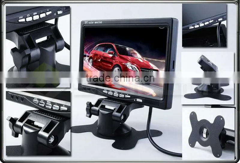cheapest lcd monitor 3-way video input 7 " inch car video monitors/car tft lcd color monitor