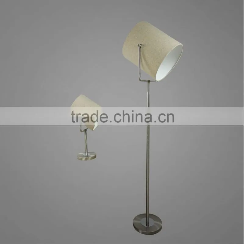 Satin Nickel Finish Metal Base And Stem With Fabric Lampshade Table Lamp And Floor Lamp The Lampshade Angle Adjustable