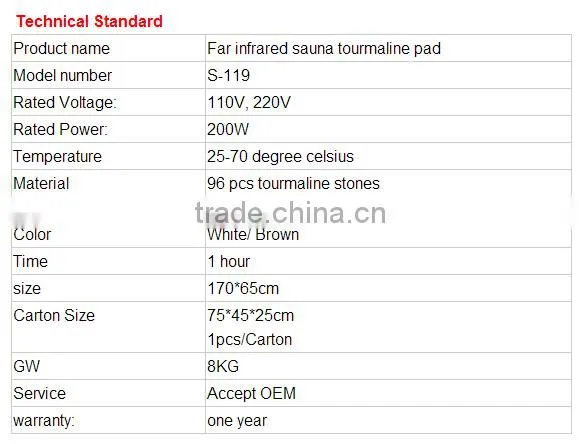 Portable electronic thermal therapy massage mat infrared sauna tourmaline bed for health care