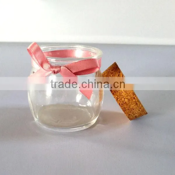 2014 Hot sale small cheap glass jar with cork stopper