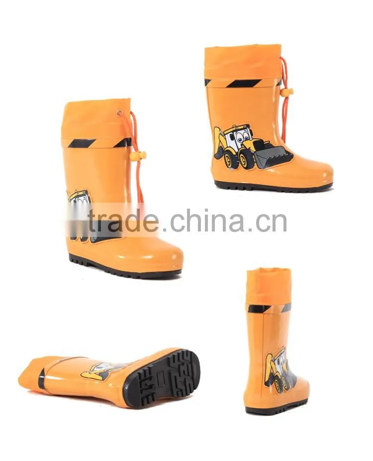 Children cheap rain boots forklifts pattern rubber rain shoes for boy