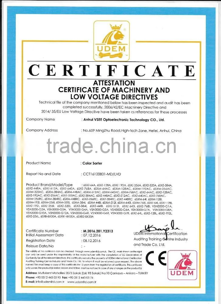 ccd camera beans color sorter with CE certificate