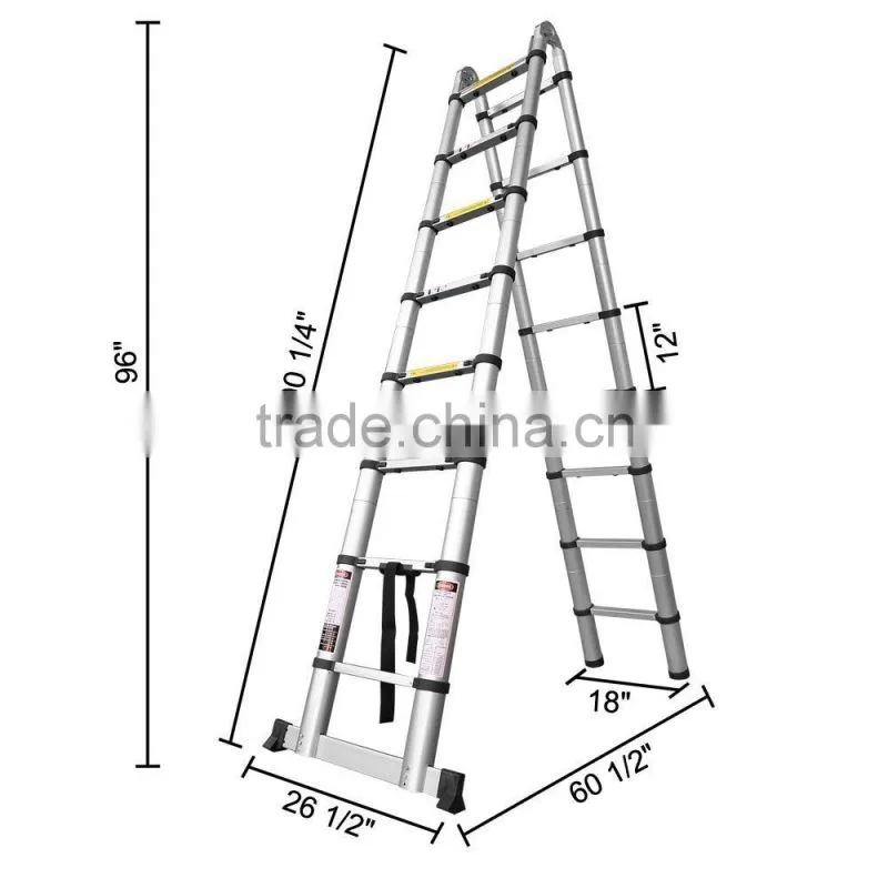 3.2m,3.85m ,4.4m,5m Telescopic Ladder with Unique Integral Safety Stabiliser and Heavy Duty Carry Bag