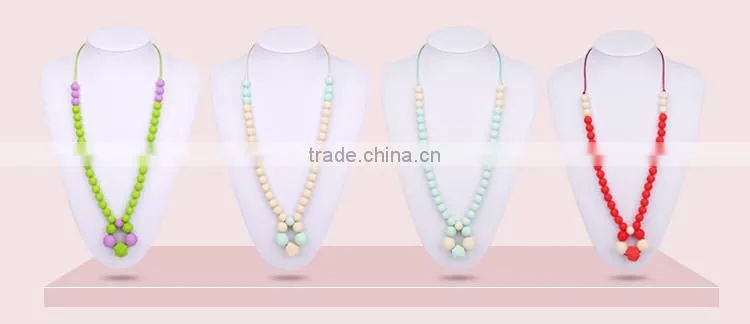 Kean latest design silicone beaded teething necklace for baby chewing