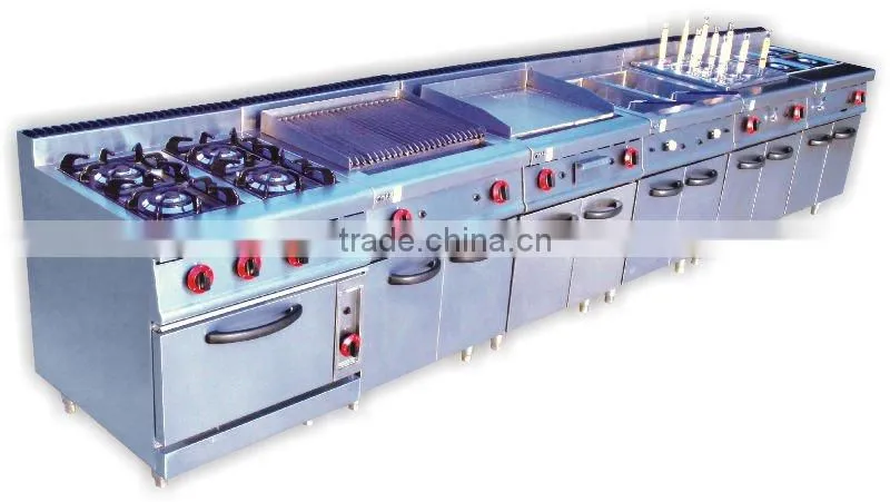 Gas Catering Cooking Range with 4-burner & Oven& Grill