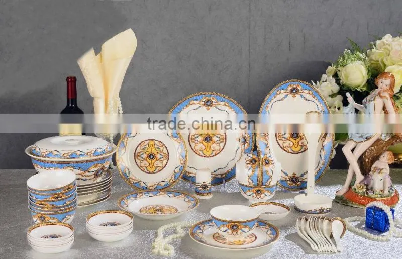 Luxury home use porcelain dinnerware bone china dinnerware set