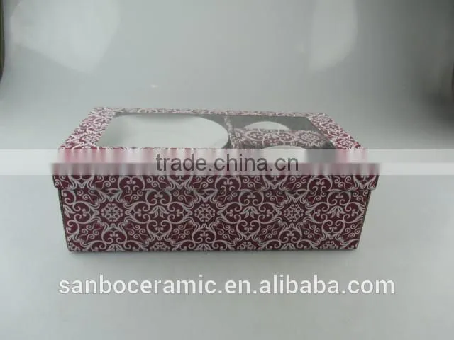 Stock cheap White Ceramic tea cup and saucer with Gife Box
