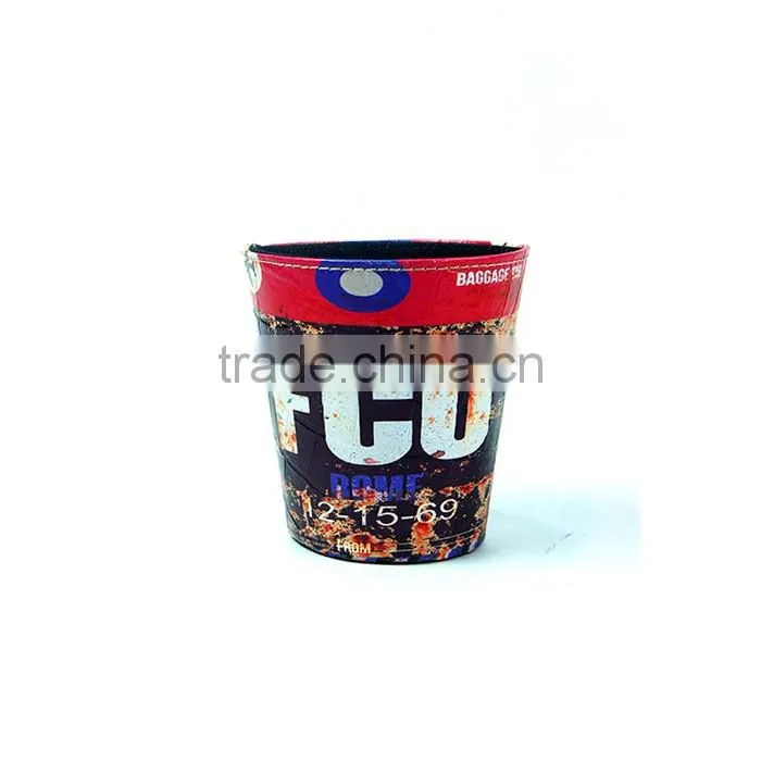 Digital Printed Waste Bin Faux Leather Open Top Trash Can For Kitchen
