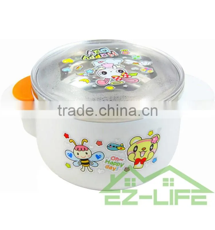Creative baby dinnerware 500ML stainless steel kids food thermal sockproof feeding bowls