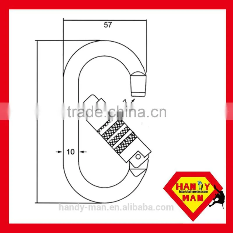 2442KTL-3 Triple Lock Galvanized Steel Oval Carabiner