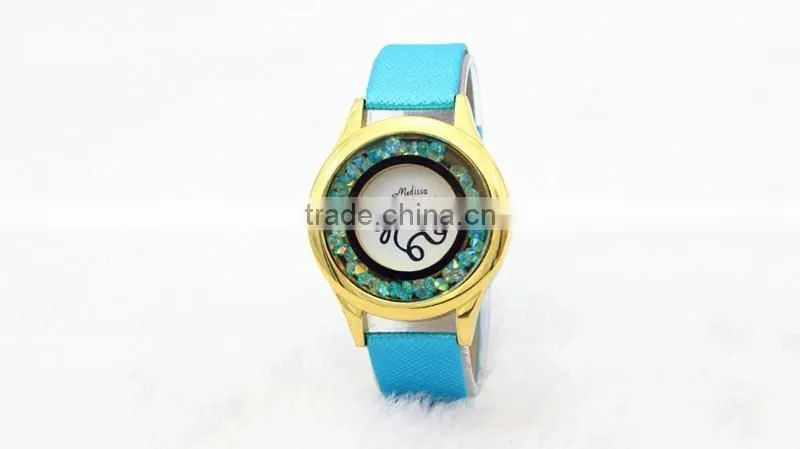 2017 round dial vogue women's sexy quartz watch with crystal diamond