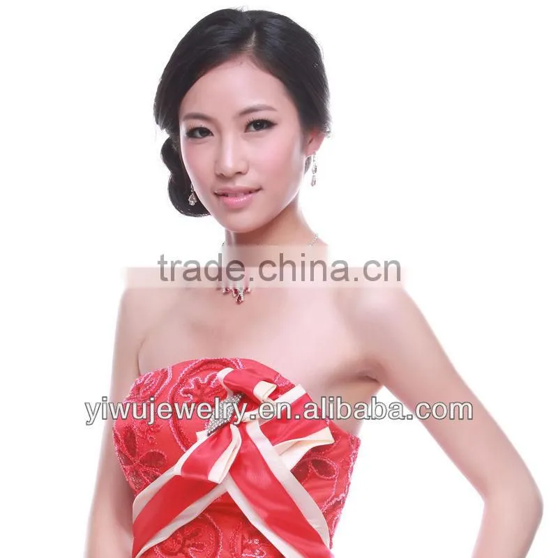 Decoration Rhinestone And Crystal Wedding Red Bridal Jewelry Set