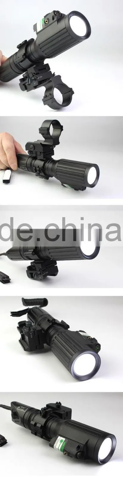 Tactical professional hunting green laser sight with 1000 lumens CREE T6 LED flashlight with strobe light