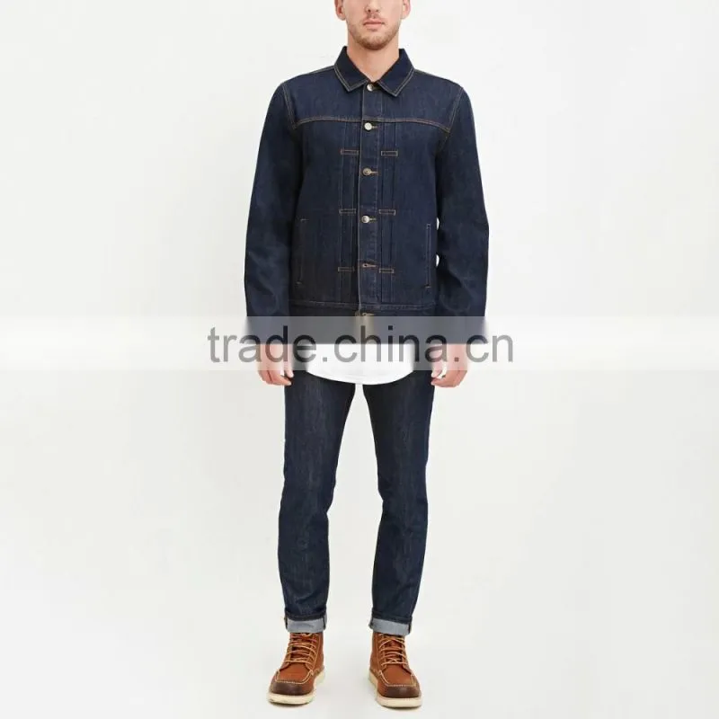 dark blue casual denim custom shirt style jacket coat for men