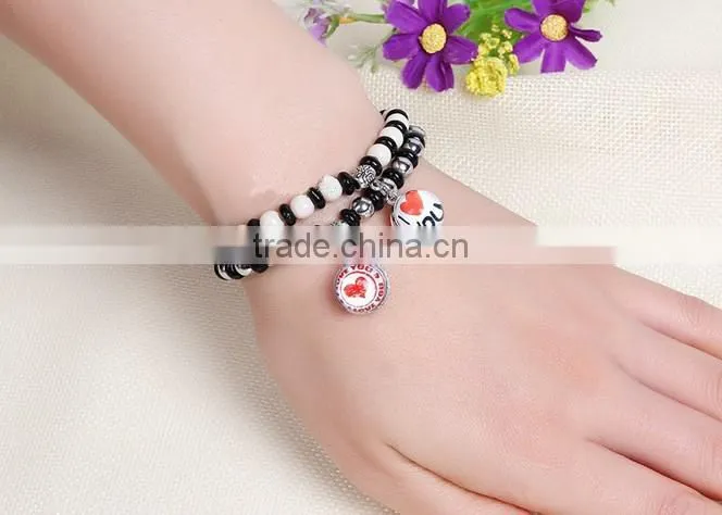 customized UK flag glass dome charm wood bracelets jewelry