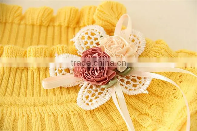 O-neck Kids Knitting Sweater flower printting winter sweaters for girls children autumn sweaters