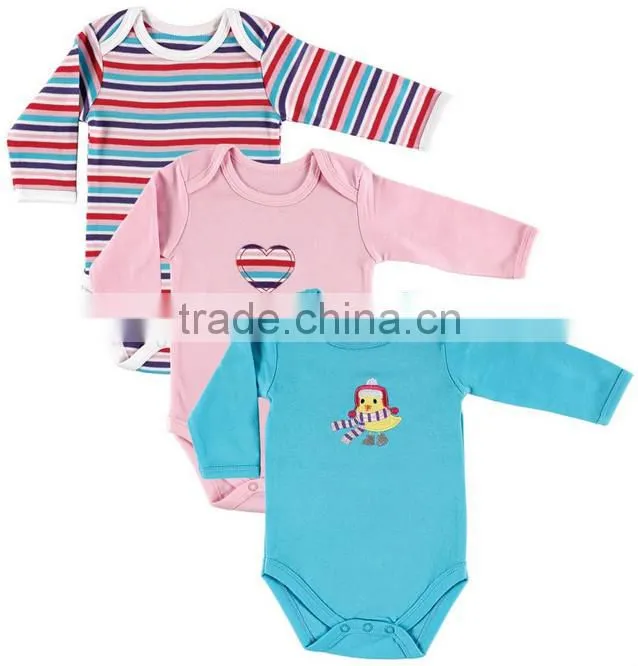 Printed bird autumn wear long sleeve custom infant organic cotton wholesale newborn baby clothes 2015