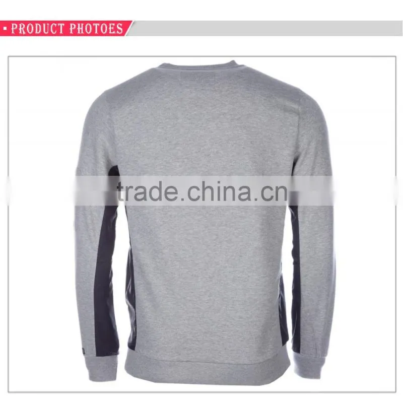 Zip pocket brushed fleece mens custom crewneck sweatshirt hoodie