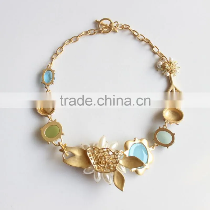 Alibaba Wholesale 2014 fashion tranquil blues dramatic Statement Necklace
