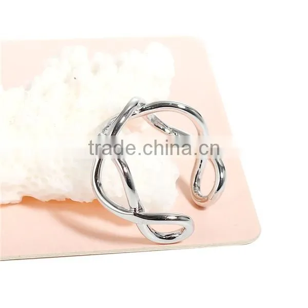 Copper Open Rings Silver Tone Hollow Marquise