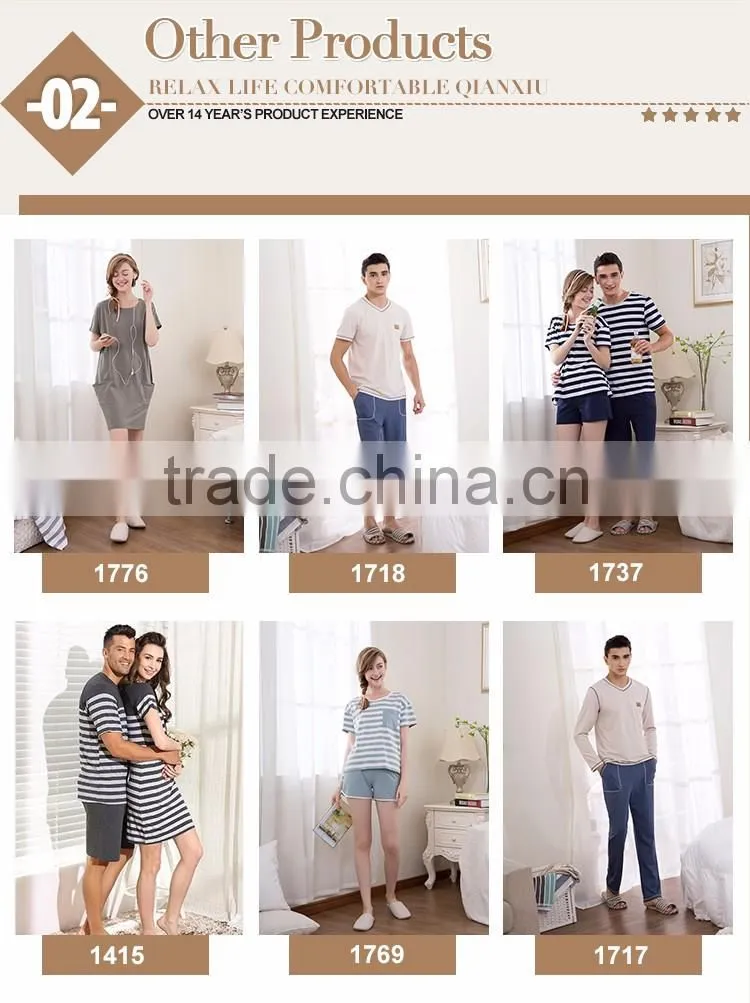China supplier quality Qianxiu two pieces hot printed ladies deft design night wear