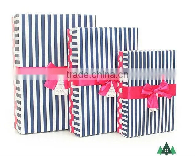 2015 Custom Made Large Decorative Gift Boxes with Bar Strips Printing