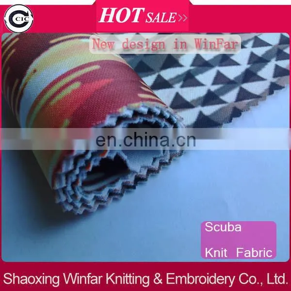 Shaoxing winfar Knitting Scuba Interlock Fabric Pattern Digital for dress