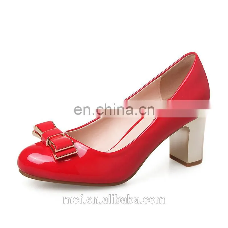 MCH-2398 New 2017 latest stylsish sweet white high heel ladies shoes with bowknot women pointed toe pumps shoes wholesale