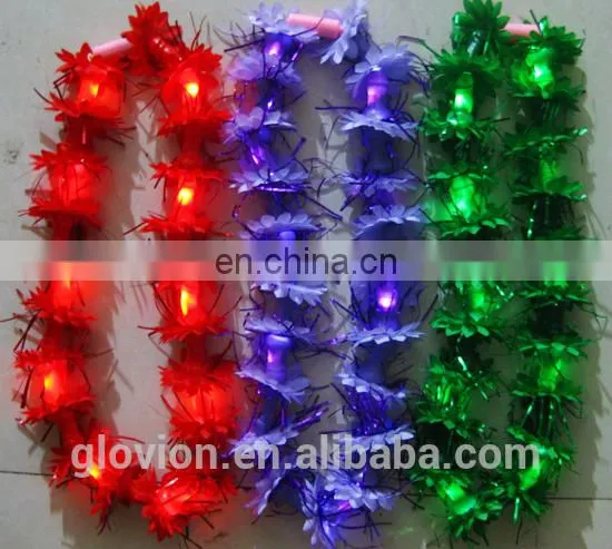 LED Flashing Flower Necklace Hawaii Lei for night party